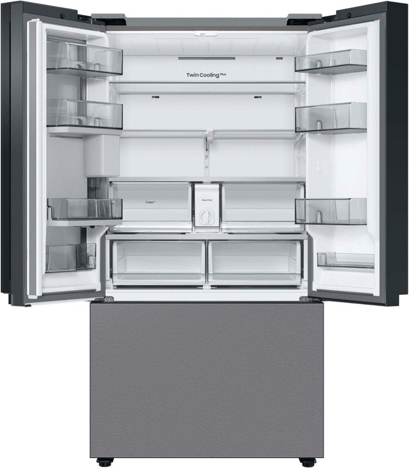 Samsung Bespoke 30 cu. ft. Standard Depth 3-Door French Door Wi-Fi Enabled Refrigerator with Beverage Center in Stainless Steel