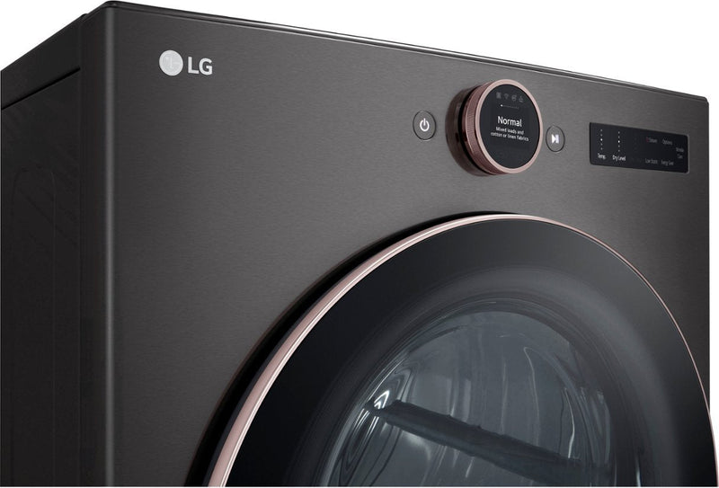 LG 7.4 cu. ft. Vented Stackable SMART Electric Dryer with TurboSteam and AI Sensor Dry Technology in Black Steel