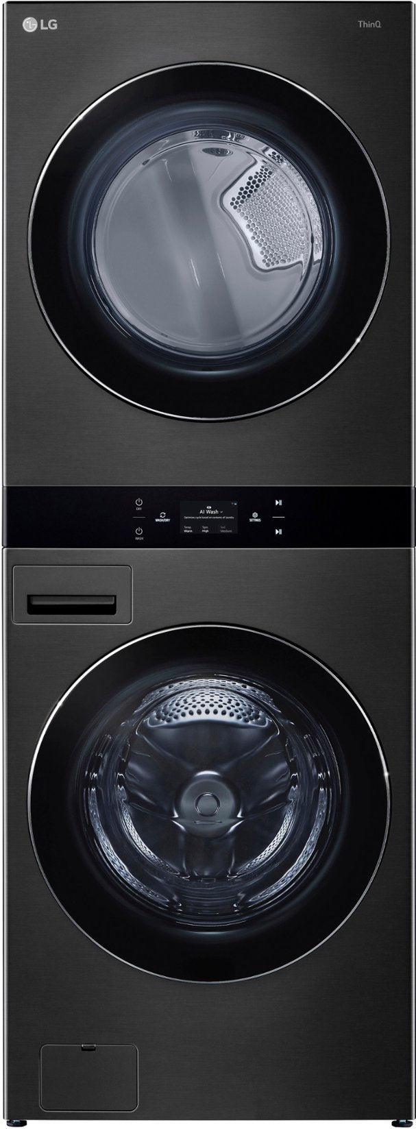 LG WashTower Stacked SMART 5.0 Cu.Ft. Front Load Washer & 7.4 Cu.Ft. Electric Dryer w/ Steam