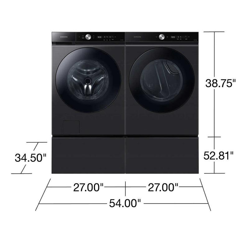 Samsung 5.3 cu. ft. Bespoke Ultra Capacity Front Load Washer with Super Speed Wash and 7.6 cu. ft. Ultra Capacity Dryer with Super Speed Dry