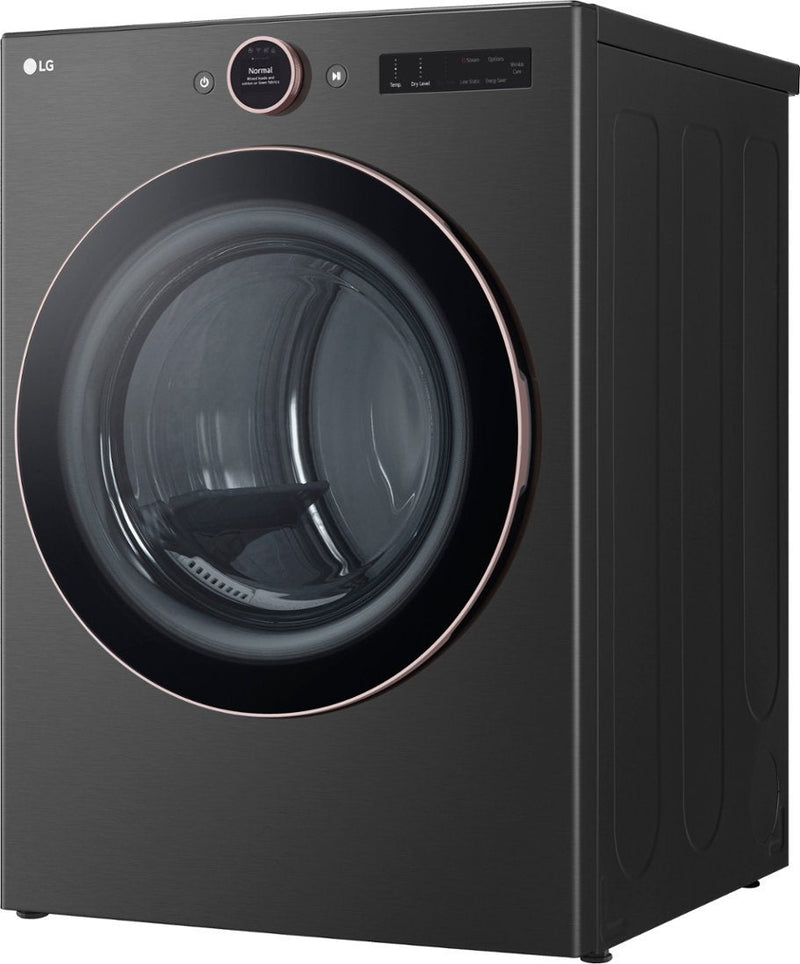 LG 7.4 cu. ft. Vented Stackable SMART Electric Dryer with TurboSteam and AI Sensor Dry Technology in Black Steel