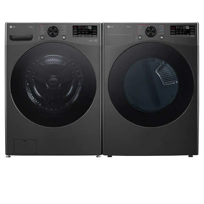 LG 4.5 cu. ft. Front Load Washer with TurboWash 360 and 7.4 cu. ft. GAS Dryer with TurboSteam and Built-In Intelligence