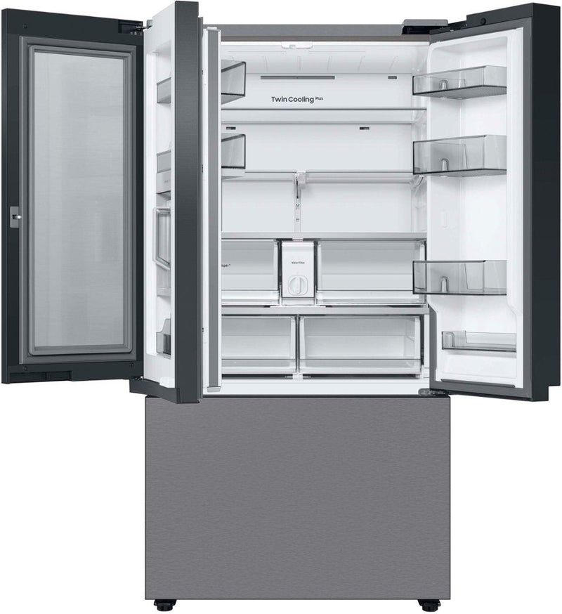 Samsung Bespoke 30 cu. ft. Standard Depth 3-Door French Door Wi-Fi Enabled Refrigerator with Beverage Center in Stainless Steel