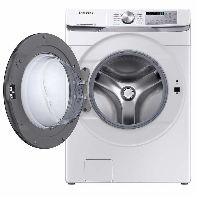 Samsung Large Capacity Smart Front Load Washer with Super Speed Wash & Smart Gas Dryer with Steam Sanitize+