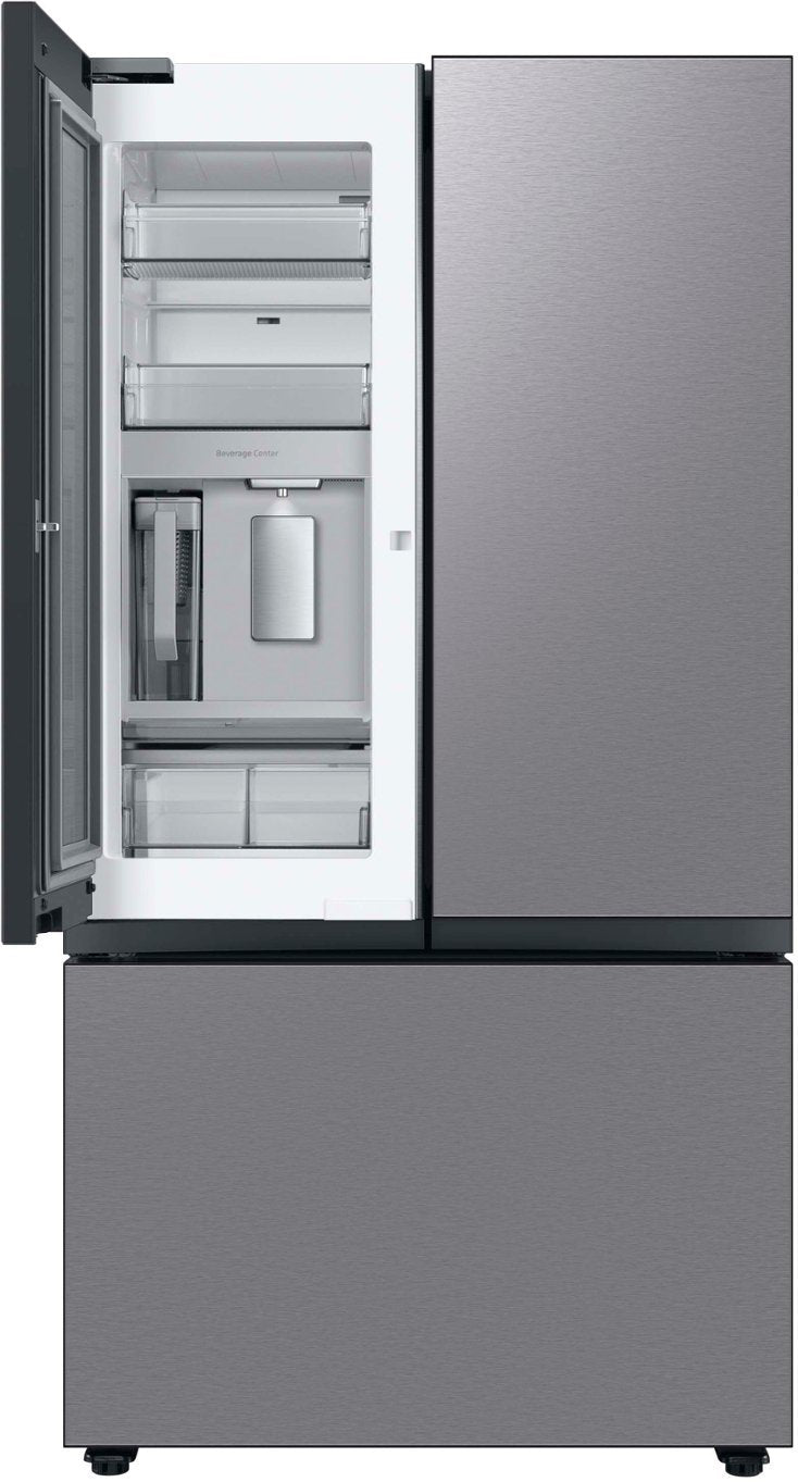 Samsung Bespoke 30 cu. ft. Standard Depth 3-Door French Door Wi-Fi Enabled Refrigerator with Beverage Center in Stainless Steel