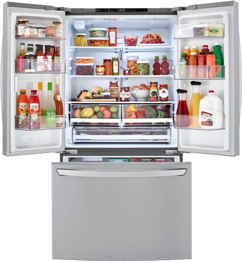 23 cu. ft. French Door Refrigerator w/ Glide N' Serve in PrintProof Stainless Steel, Counter Depth