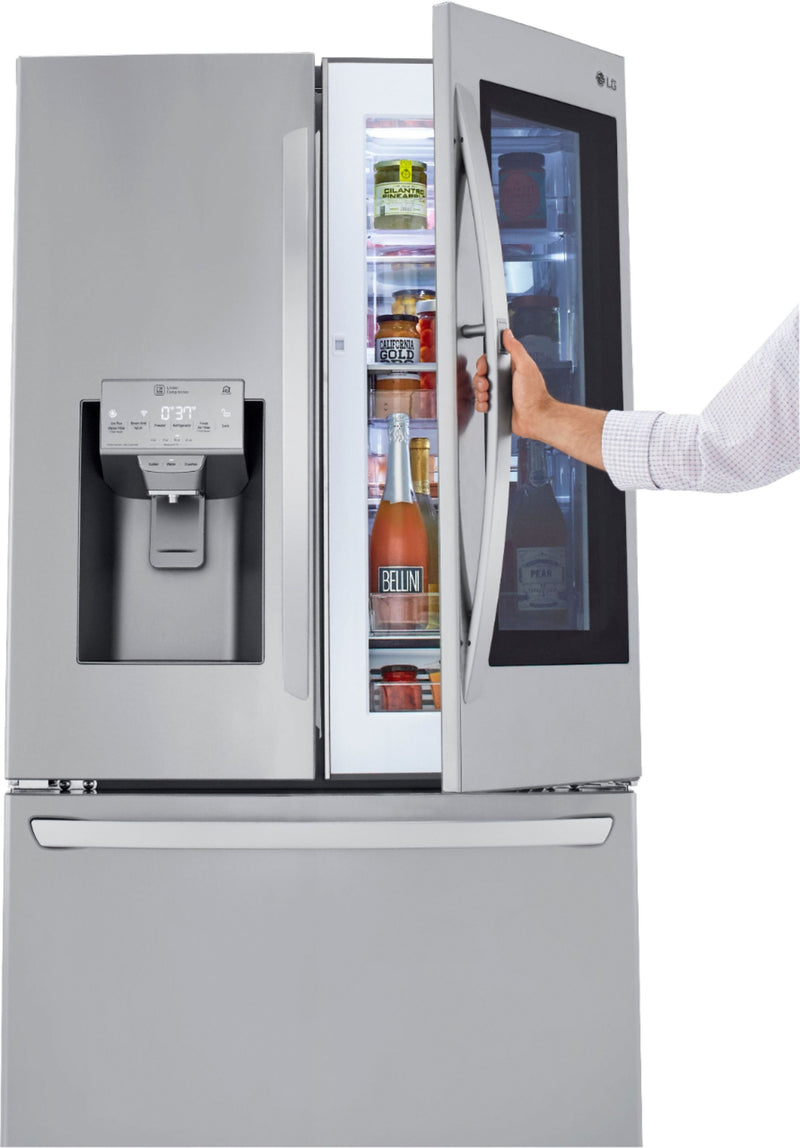 Clearance LG 24 Cu. Ft. French Door-in-Door Counter-Depth Smart Refrigerator with Craft Ice and InstaView - Stainless steel