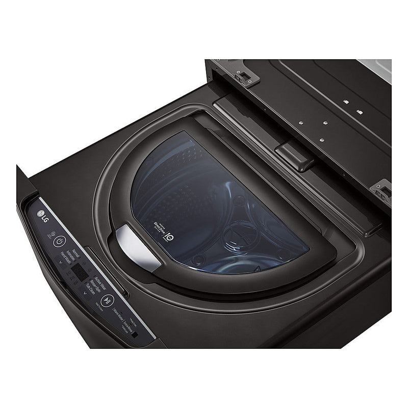 LG - SideKick 1.0 Cu. Ft. High-Efficiency Smart Top Load Pedestal Washer with 3-Motion Technology - Black steel