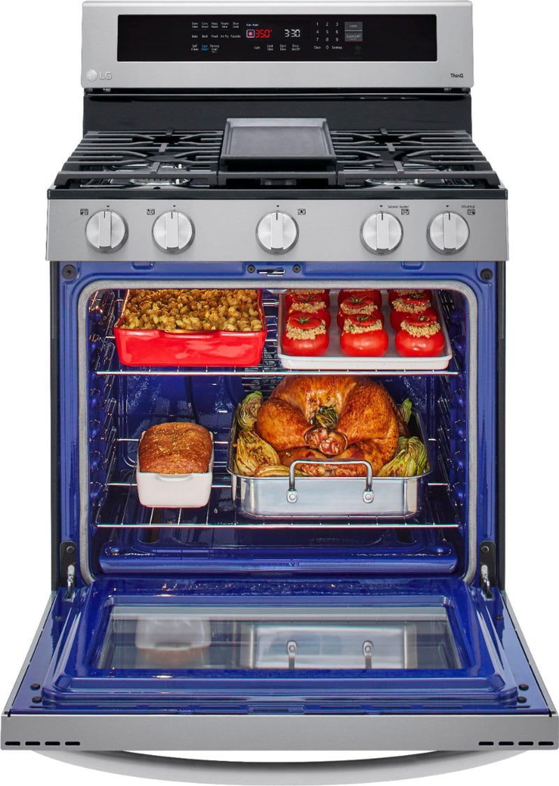 LG - 5.8 Cu. Ft. Freestanding Gas True Convection Range with EasyClean, InstaView and AirFry - Stainless steel