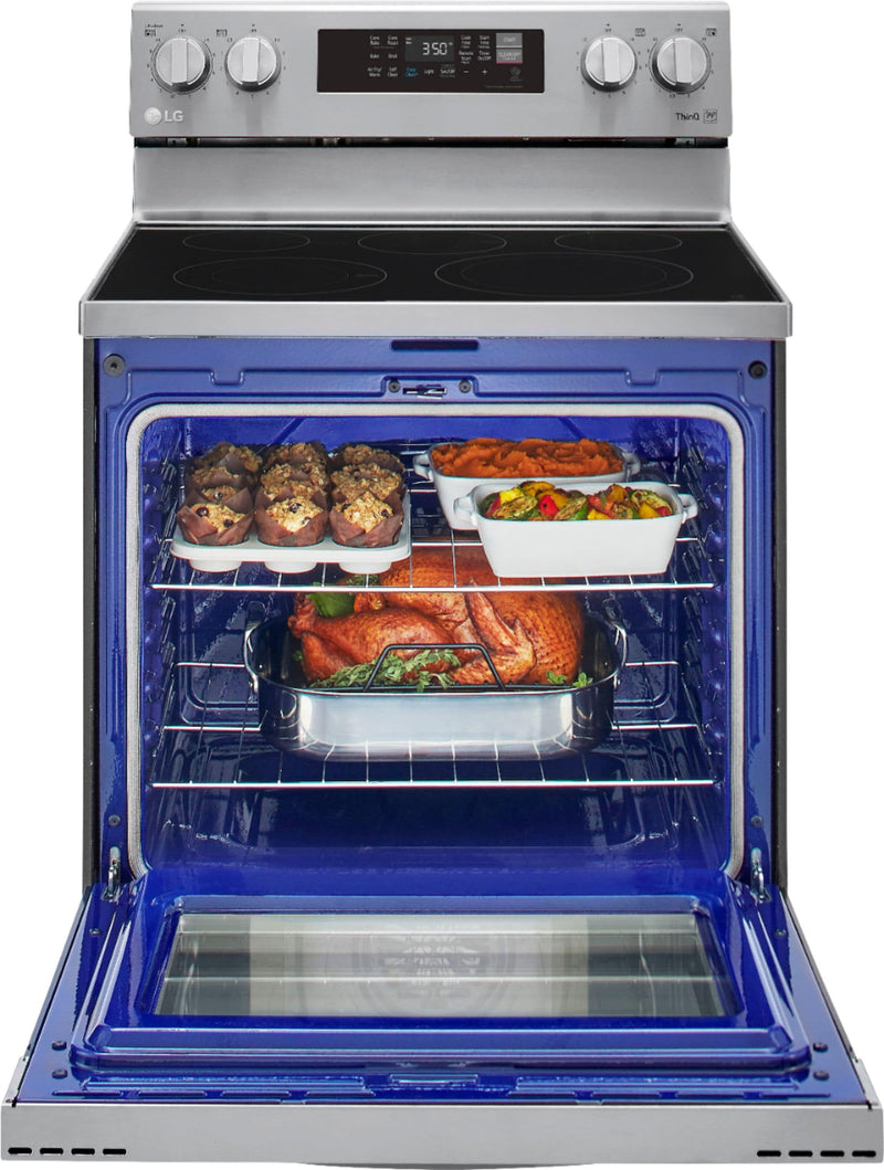 6.3 Cu. Ft. Smart Freestanding Electric Convection Range with EasyClean, Air Fry and InstaView - Stainless steel