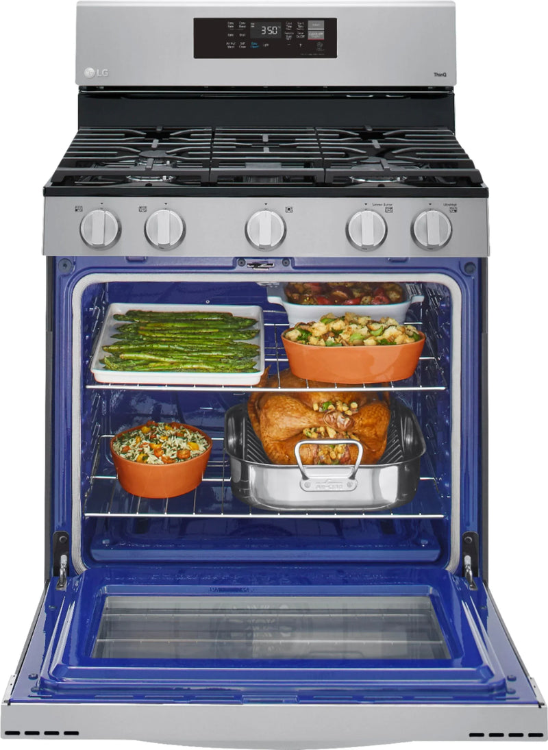 5.8 Cu. Ft. Smart Freestanding Gas True Convection Range with EasyClean, WideView Window and AirFry