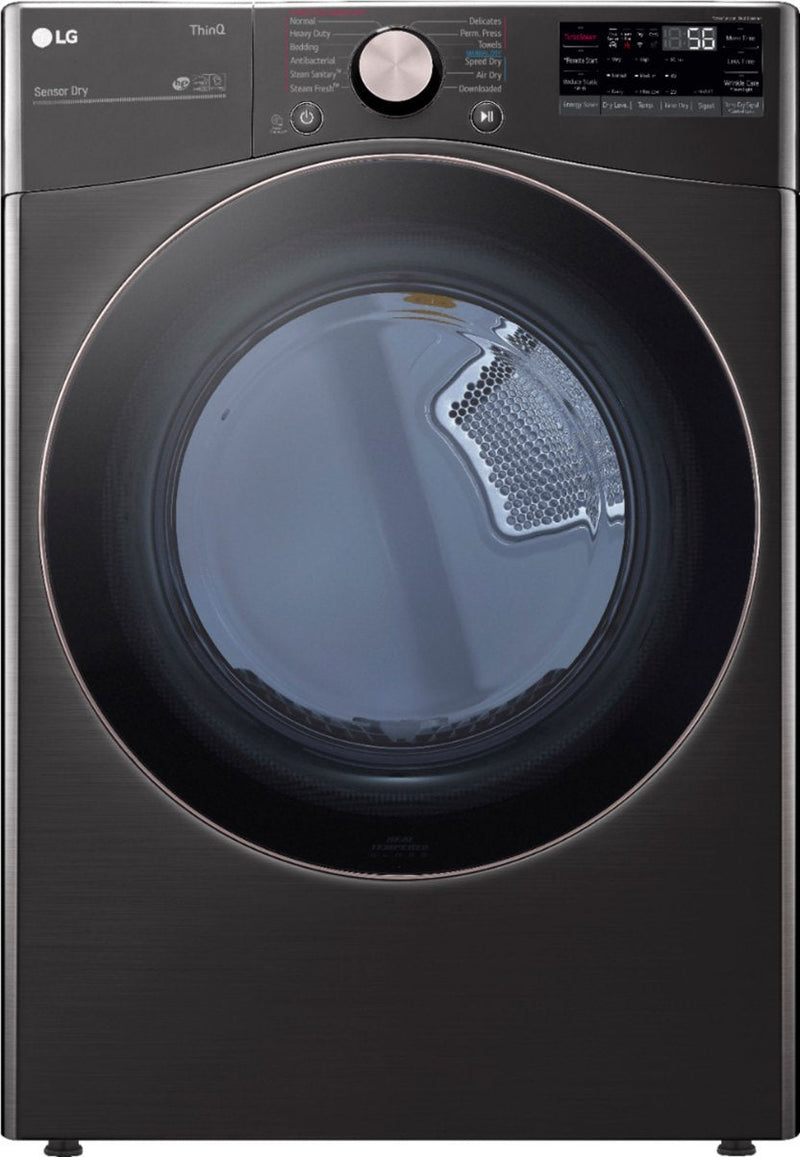 Clearance - LG - 4.5 Cu. Ft. High-Efficiency Stackable Smart Front Load Washer with Steam and Built-In Intelligence and 7.4 Cu. Ft. Stackable Smart Gas Dryer with Steam and Built-In Intelligence - Black Steel