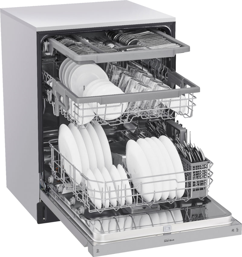 24" Front Control Smart Built-In Stainless Steel Tub Dishwasher with 3rd Rack, Quadwash, and 48dba - Stainless steel