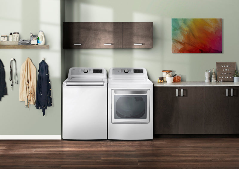 LG 5.5 cu. ft. Top Load Washer with TurboWash3D and 7.3 cu. ft. ELECTRIC Dryer with EasyLoad Door