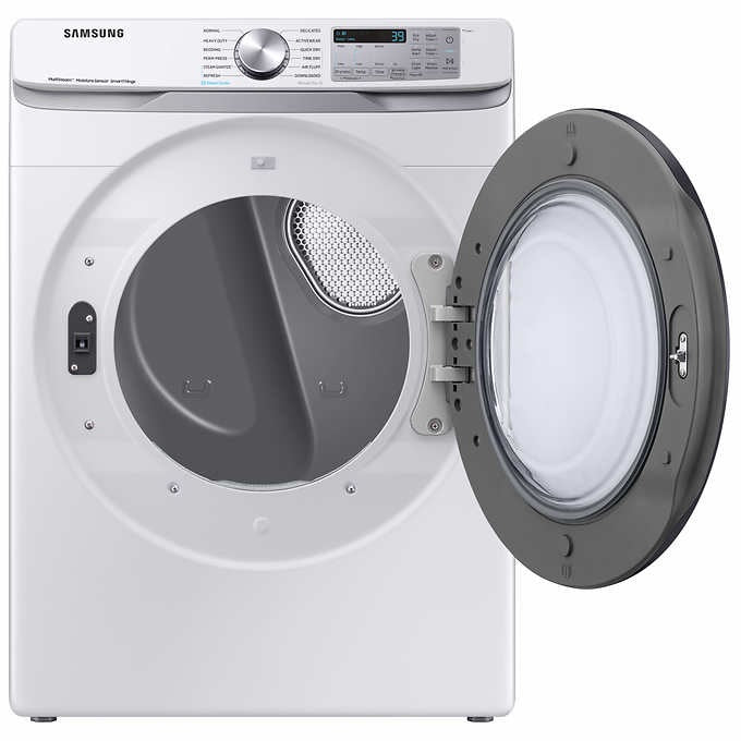 Samsung Large Capacity Smart Front Load Washer with Super Speed Wash & Smart Gas Dryer with Steam Sanitize+