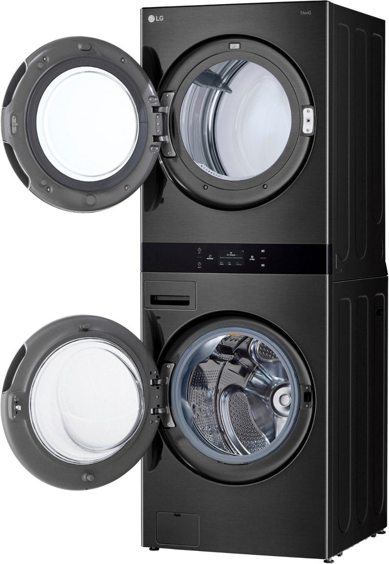 LG WashTower Stacked SMART 5.0 Cu.Ft. Front Load Washer & 7.4 Cu.Ft. Electric Dryer w/ Steam