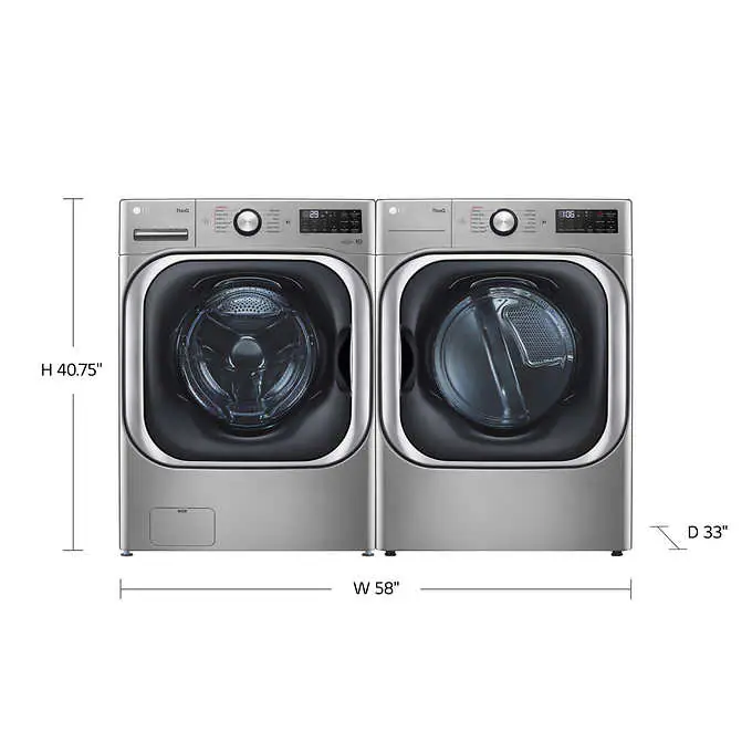 LG 5.2 cu. ft. Front Load Washer with TurboWash and 9.0 cu. ft. GAS or ELECTRIC Dryer