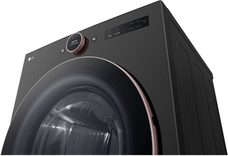 LG 7.4 cu. ft. Vented Stackable SMART Electric Dryer with TurboSteam and AI Sensor Dry Technology in Black Steel