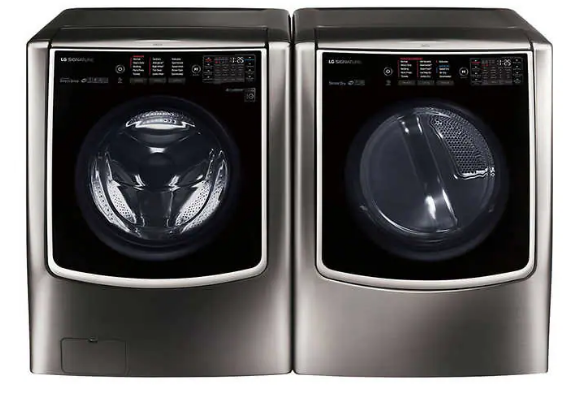 LG SIGNATURE 5.8 cu. ft. Mega Capacity Front Load Washer and 9.0 cu. ft. ELECTRIC Dryer with TurboSteam