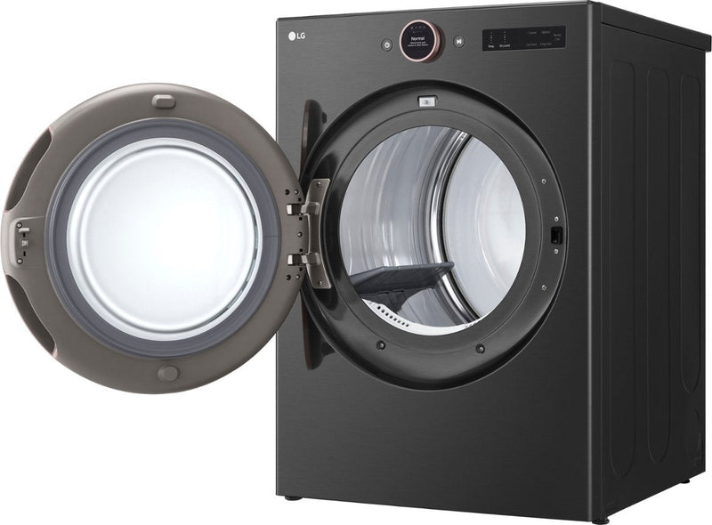 LG 7.4 cu. ft. Vented Stackable SMART Electric Dryer with TurboSteam and AI Sensor Dry Technology in Black Steel