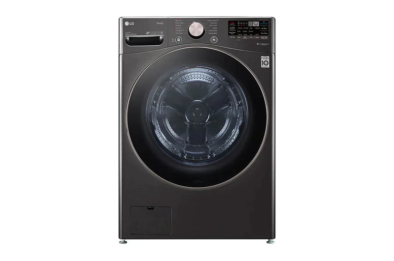 Clearance - LG - 4.5 Cu. Ft. High-Efficiency Stackable Smart Front Load Washer with Steam and Built-In Intelligence and 7.4 Cu. Ft. Stackable Smart Gas Dryer with Steam and Built-In Intelligence - Black Steel