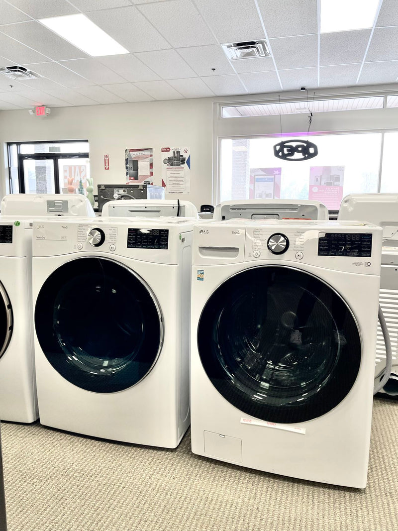 Clearance LG 5.0 cu. ft. Mega Capacity Front Load Washer and 7.4 cu. ft. Electric Steam Dryer