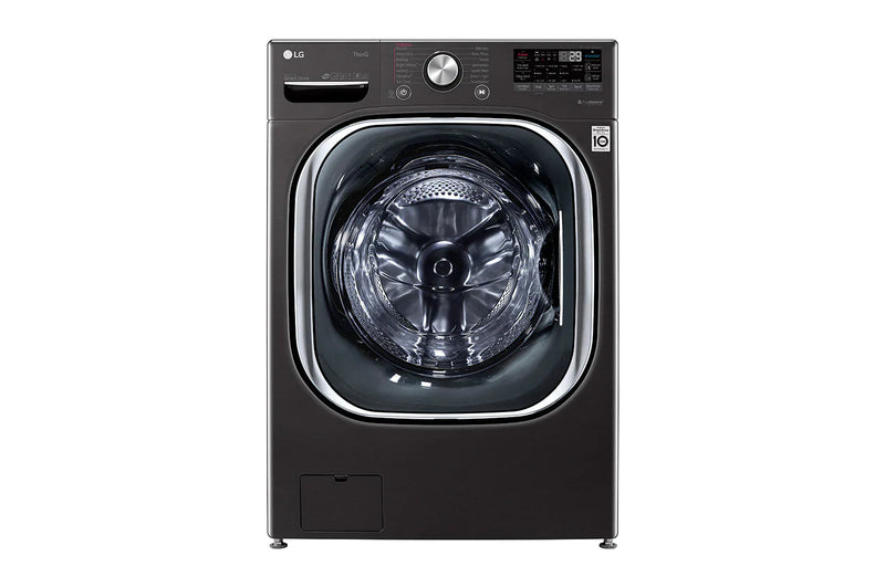 LG - 5.0 Cu. Ft. High-Efficiency Stackable Smart Front Load Washer with Steam and Built-In Intelligence - Black steel